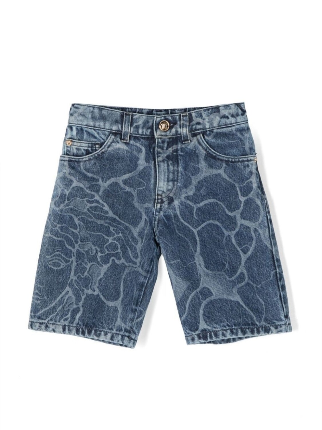 

Versace Kids джинсовые шорты с абстрактным принтом, синий