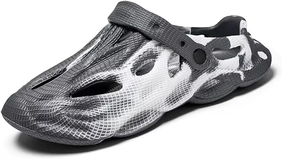 

Мужские сандалии Jakcuz, спортивные, на слайд с закрытым носком для активного отдыха и походов, быстросохнущие, легкие пляжные с ремешком сзади, серый белый