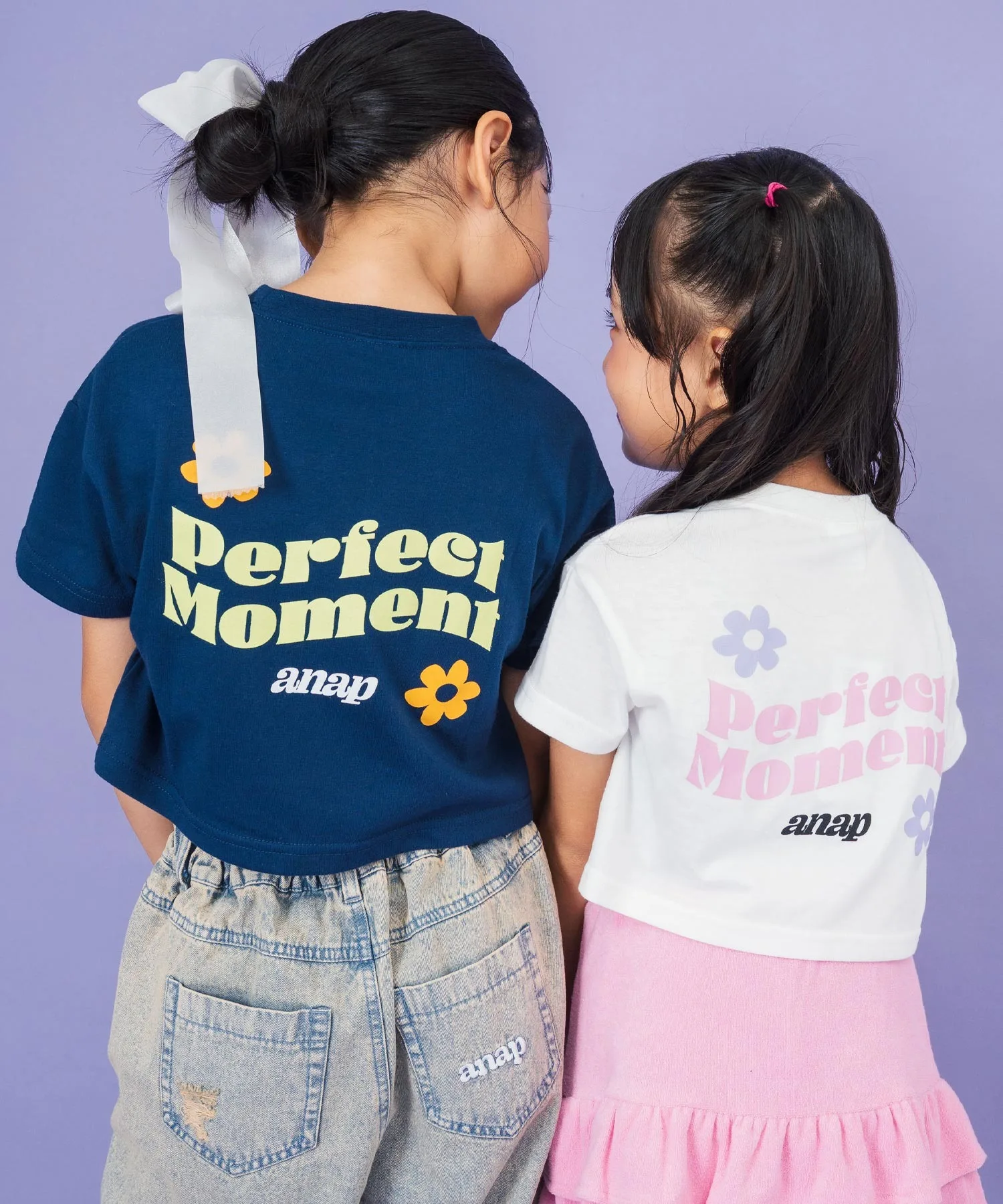 детская футболка crop с цветочным принтом ANAP kids синяя