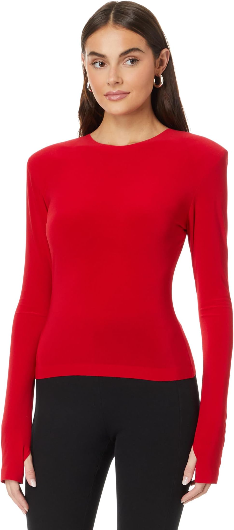 

Женский топ с длинными рукавами и подплечниками Norma Kamali, Tiger Red