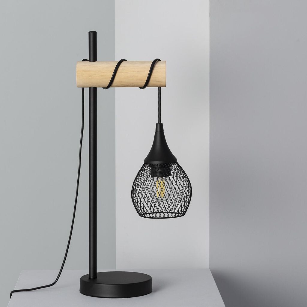 

Настольная лампа из металла и дерева Monah Black LEDKIA, черный
