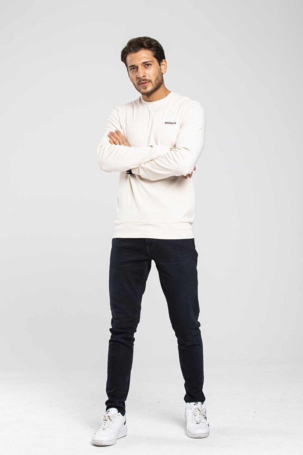 

Тонкая мужская толстовка Slim Fit с круглым вырезом и длинными рукавами SPR2019K18 Süperlife, экрю