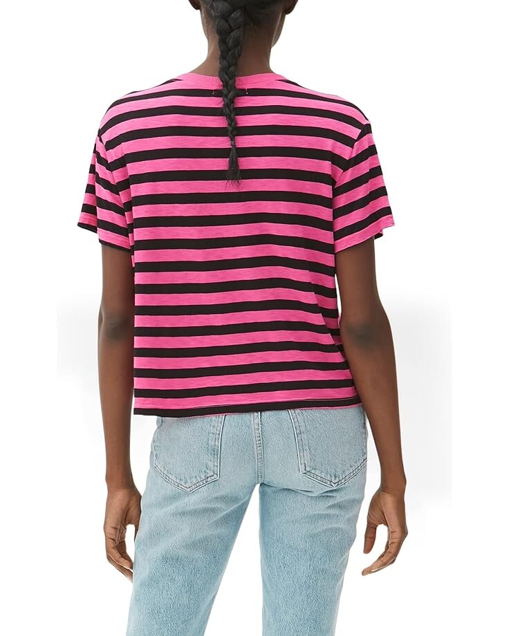 

Футболка Michael Stars Blake Striped Tee, цвет Magenta/Black