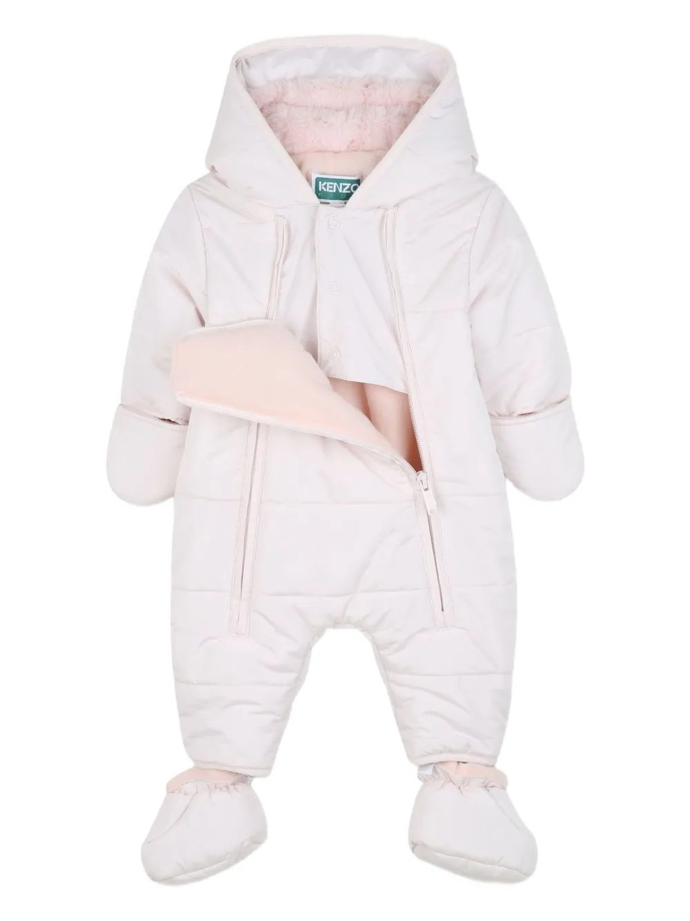 

Дутый комбинезон с капюшоном Kenzo Kids, белый