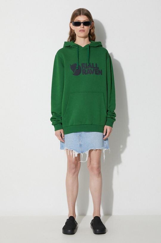 

Хлопковая толстовка с логотипом Hoodie Fjallraven, зеленый