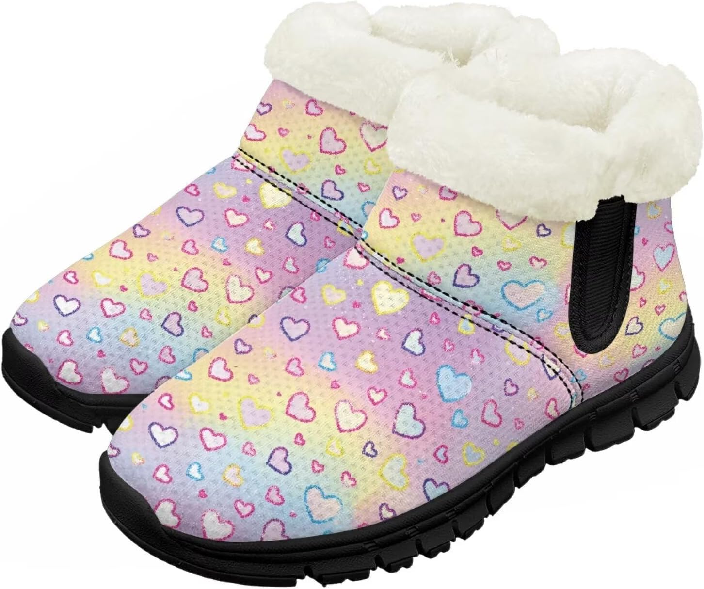 

Детские зимние ботинки Chririnla для девочек и мальчиков, водонепроницаемые, с противоскользящей подошвой, на меховой подкладке, для улицы, зимние кроссовки для маленьких и больших детей, Gradient Heart