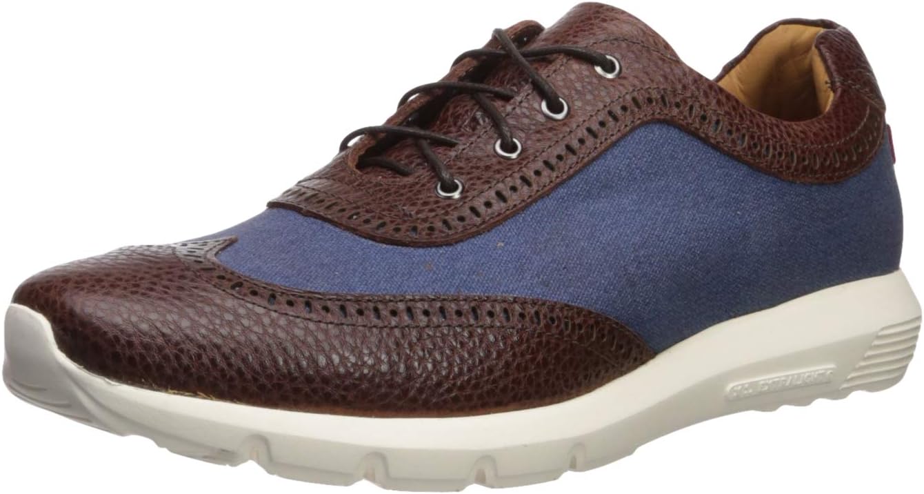 

Мужские кожаные кроссовки Marc Joseph New York с технологией сверхлегкости и модным дизайном Wingtip, Cognac Pebble/Jeans