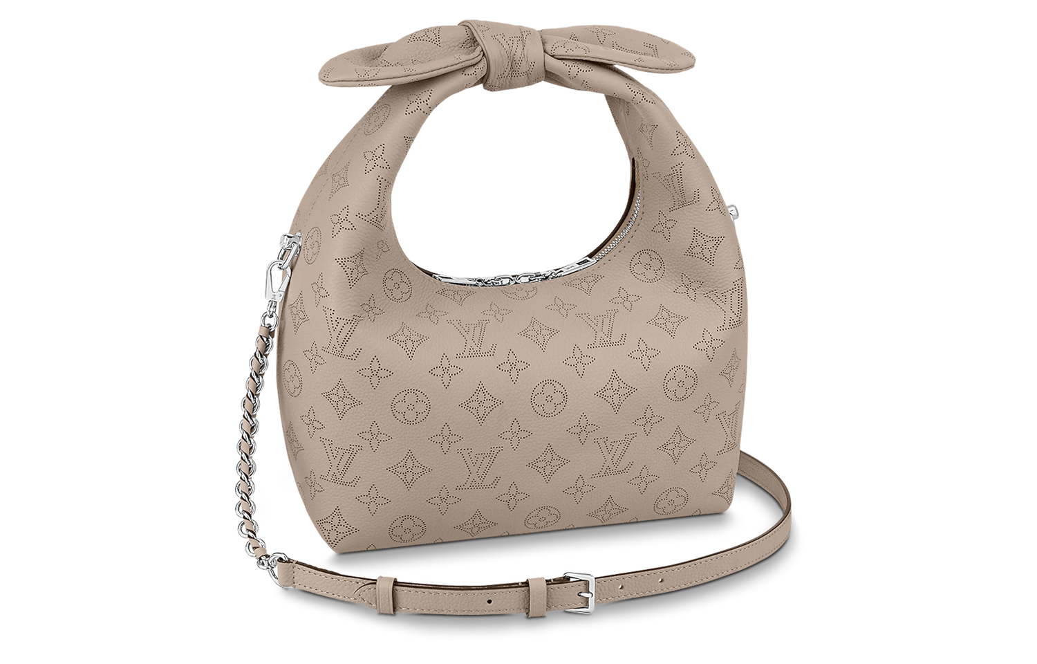 

Louis Vuitton Сумка WHY KNO из перфорированной кожи с дыроколами, на одно плечо, кроссбоди, маленький размер, женская, серая