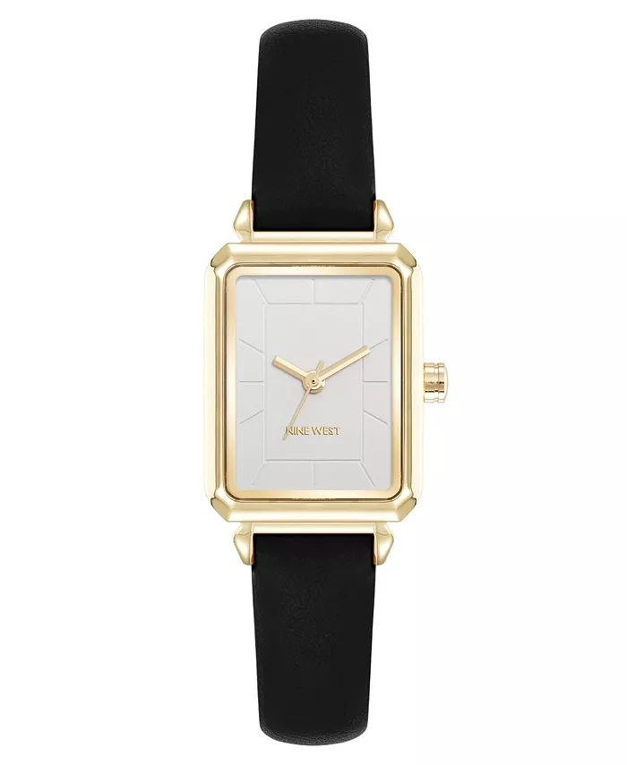 

Женские часы Quartz Everyday черные кожаные с позолоченным покрытием, 25 мм Nine West