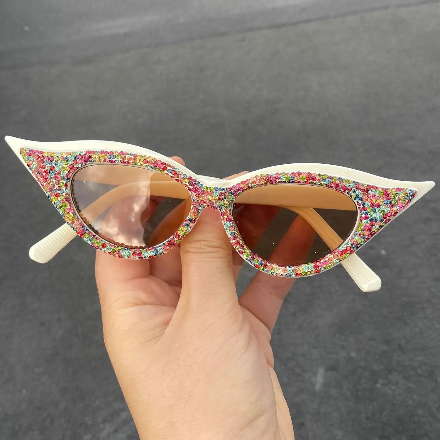 

Солнцезащитные очки с кристаллами и стразами для женщин, сверкающие очки «кошачий глаз», модные женские солнцезащитные очки с бриллиантами mincl, 2pcs-green&beige