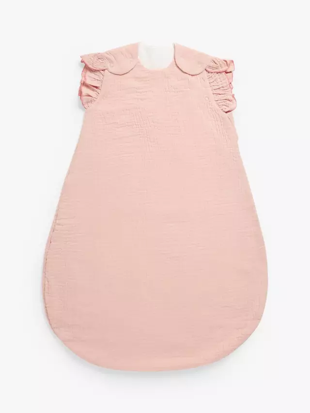 

Детский спальный мешок John Lewis Frill Sleeve Muslin Baby, розовый