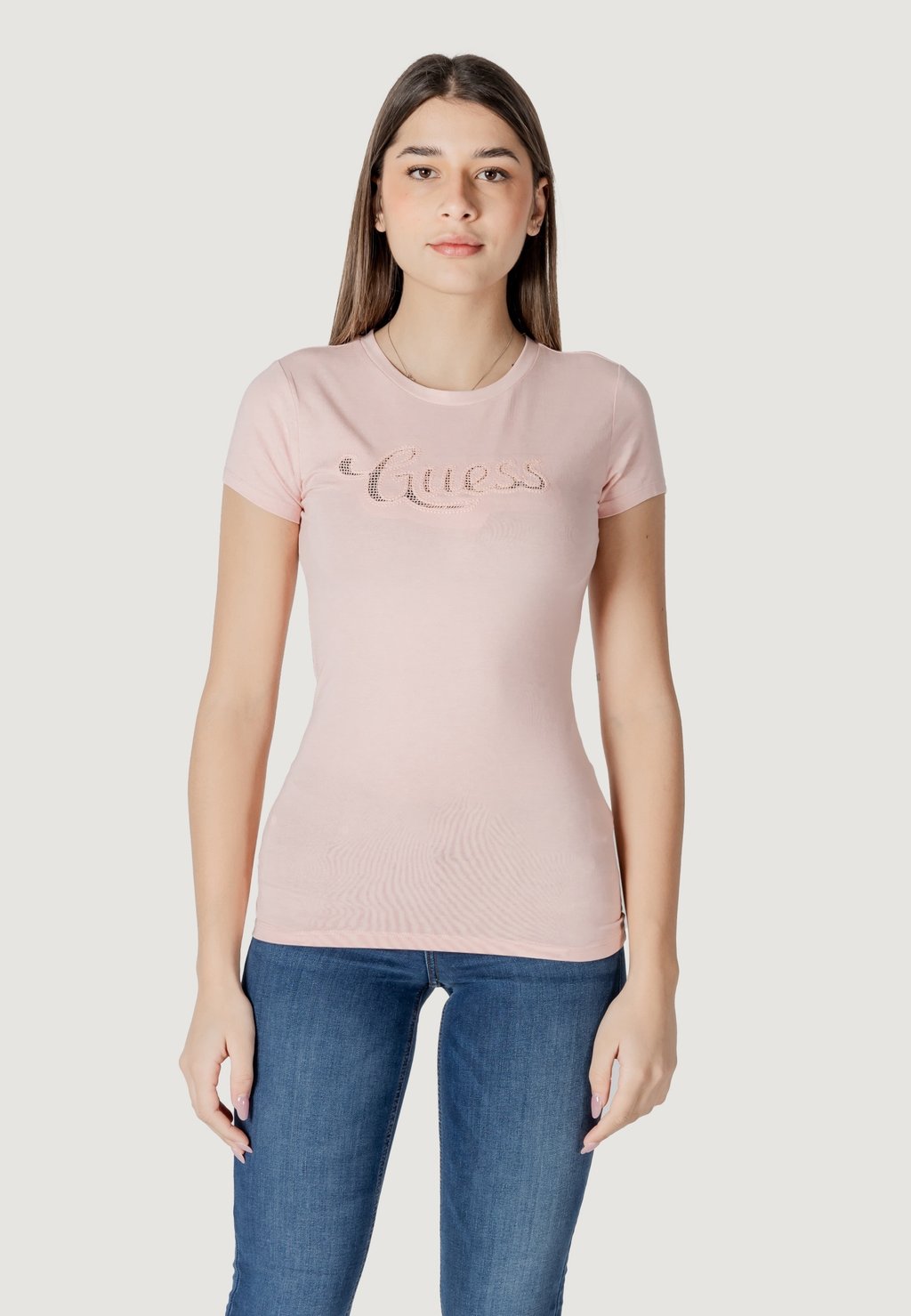 

Футболка с принтом DOT LOGO Guess, розовый