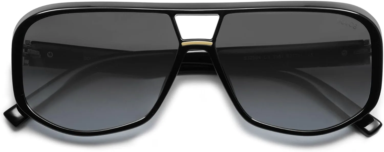 

Женские солнцезащитные очки-авиаторы SOJOS Oversized в стиле ретро 70-х, поляризованные, с защитой от УФ-излучения UV 400, модель SJ2304, Black/Grey Grading Lens