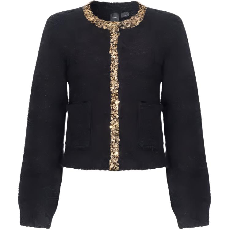 

FW24 Пальто с бархатистой текстурой Женское Черное PINKO