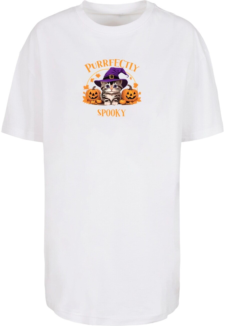 

Топ оверсайз Merchcode Oversized Shirt Halloween - Purrfectly Spooky Cat, белый
