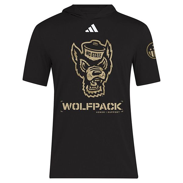 Мужская черная футболка nc state wolfpack 2025 military appreciation aeroready с капюшоном Adidas — фото 3