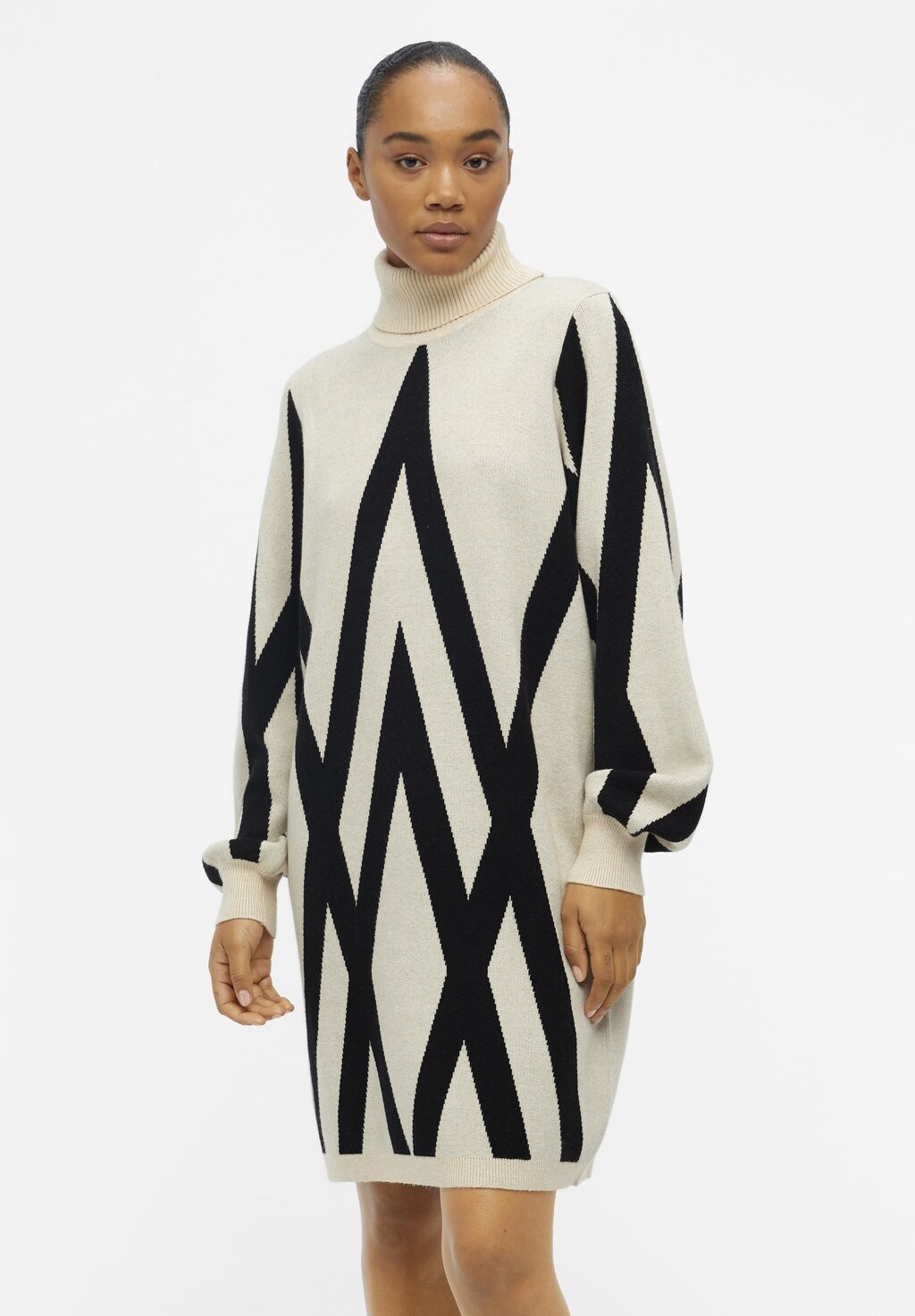 

Платье Object OBJRAY L S ROLLNECK AOP NOOS, цвет sandshell