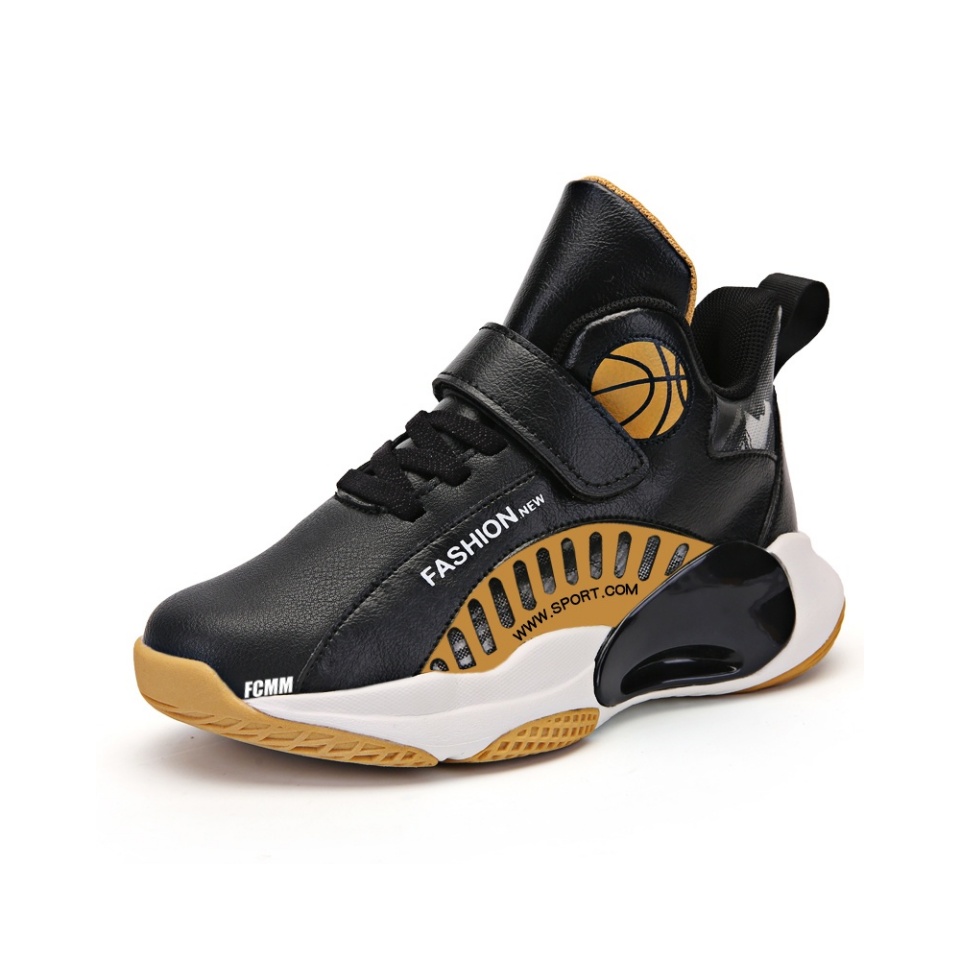 

Дышащие противоскользящие баскетбольные кроссовки для детей FCMM, черный/золотой