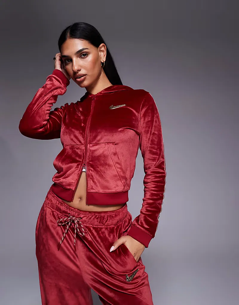 Худи Nike из велюра на молнии, красный