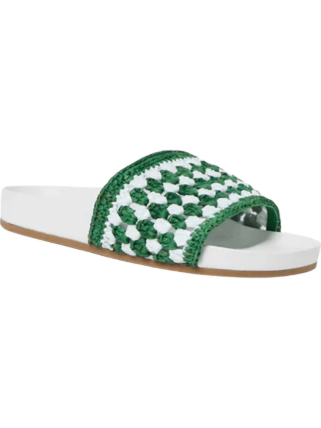 Женские сандалии Henri Crochet Raffia Band Footbed Sandal в белом/зеленом цвете Loeffler Randall