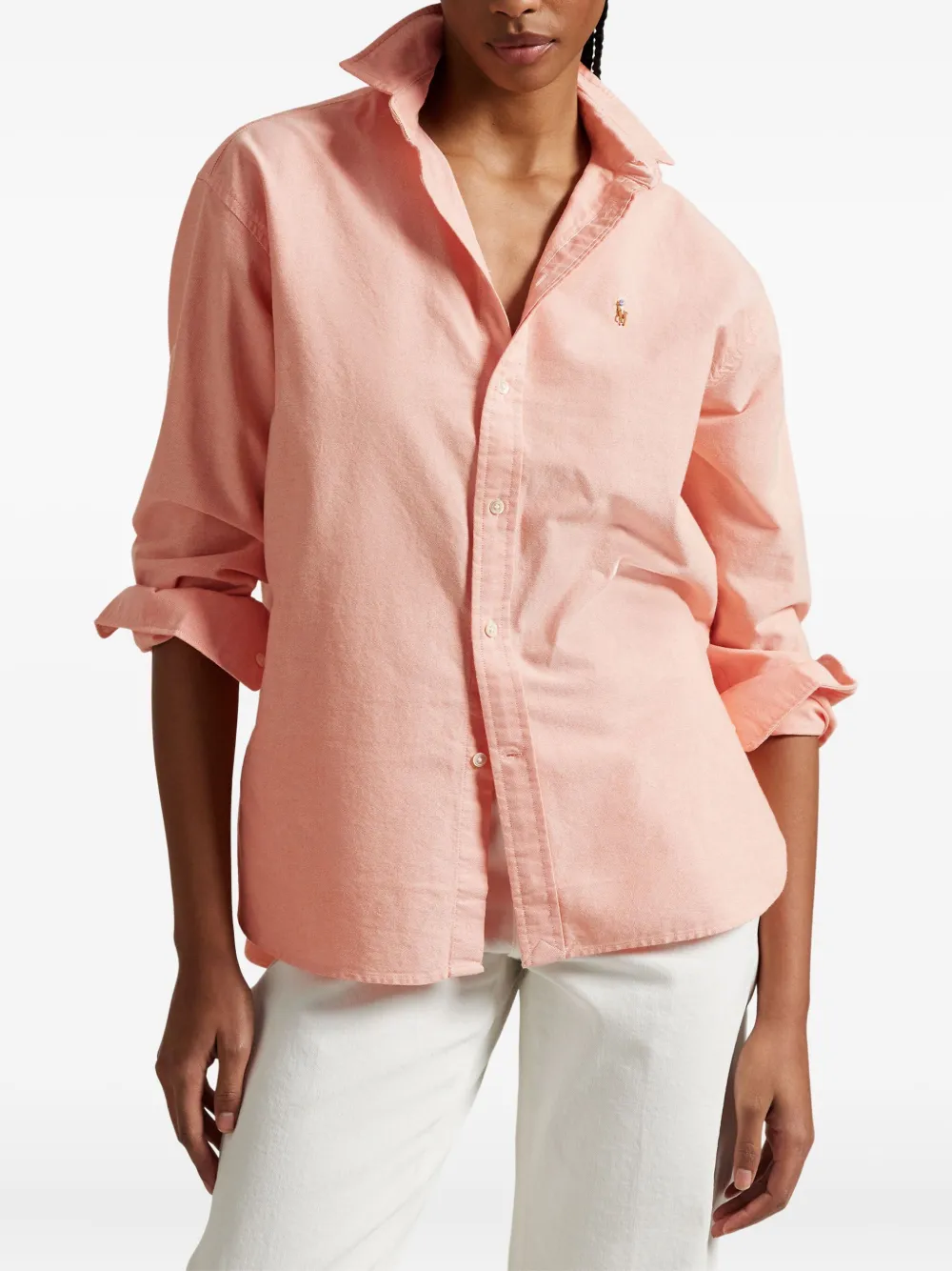 Рубашка с вышитым логотипом POLO RALPH LAUREN, оранжевый — фото 3