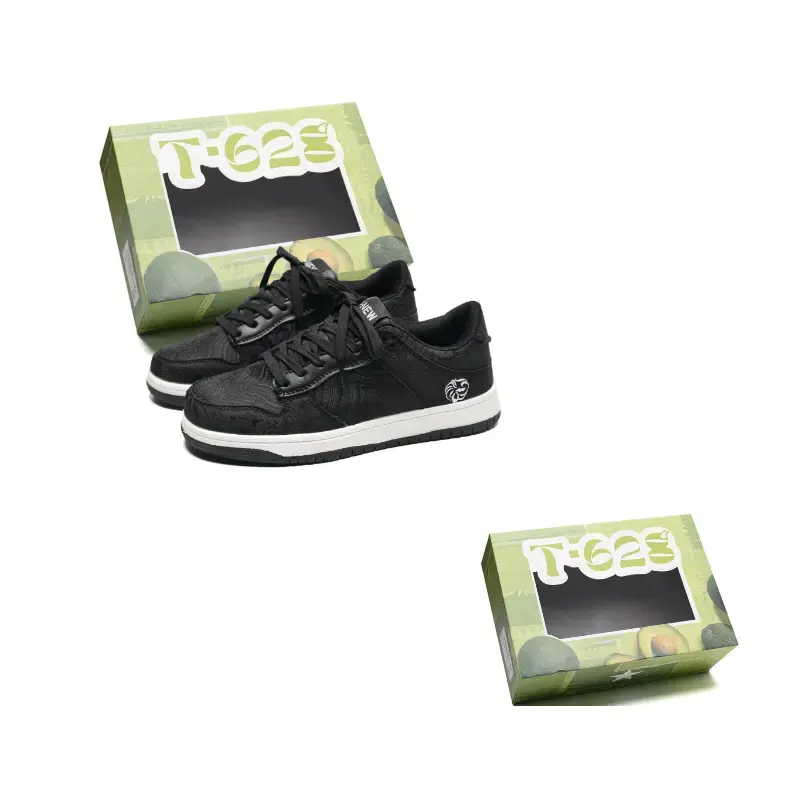 

T628 Скользоустойчивые, износостойкие, дышащие низкие скейтерские кроссовки унисекс черные, цвет Black