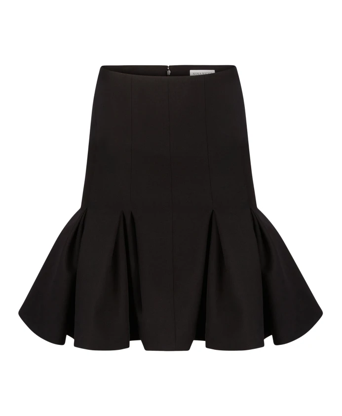 

Шерстяная юбка миди с баской Nina Ricci, черный