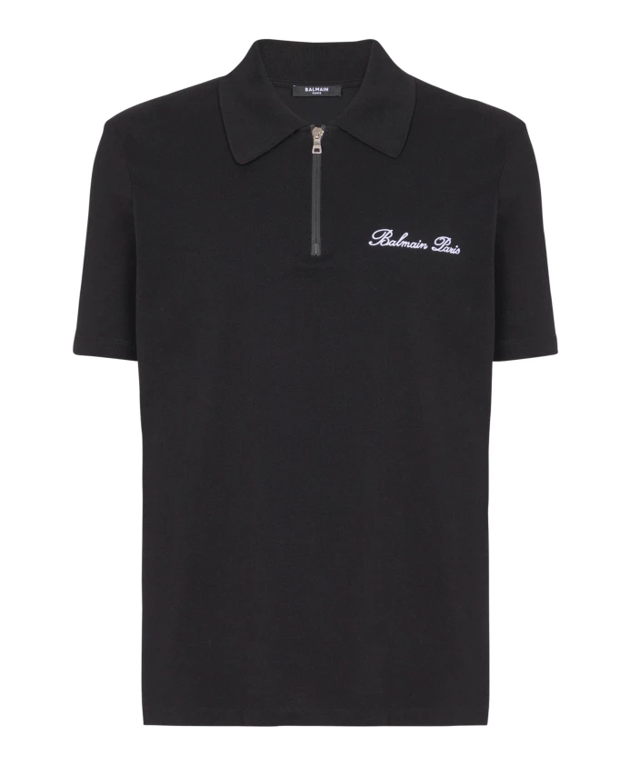 

Рубашка-Поло с короткими рукавами и фирменной вышивкой. Balmain, черный