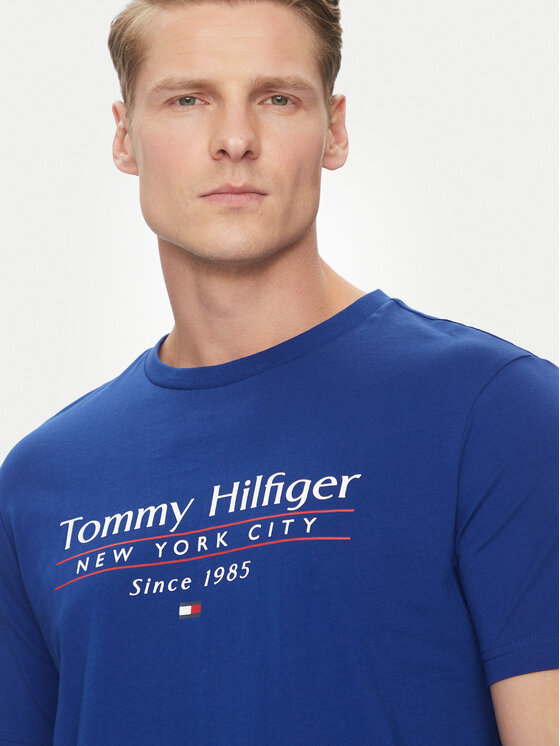 Футболка обычного кроя Center Stack MW0MW38621 Tommy Hilfiger, синий — фото 4