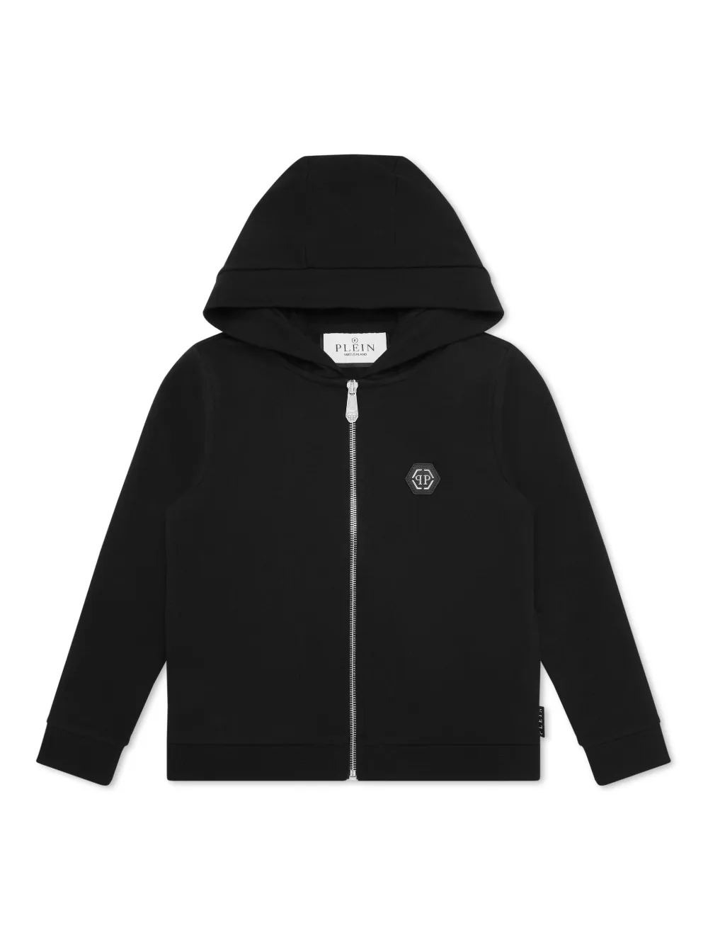 

Худи на молнии с нашивкой-логотипом Philipp Plein Junior, черный