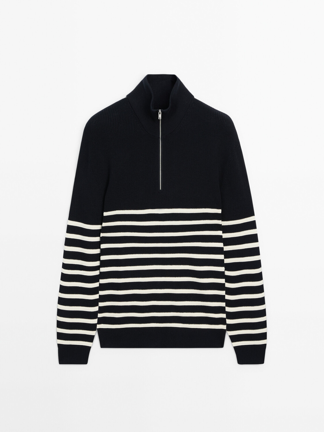 

Свитер Massimo Dutti Contrast Knit With Mock Neck, синий