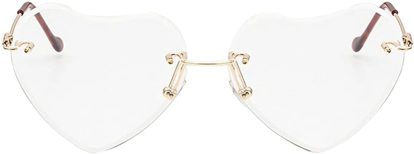 

Солнцезащитные очки COTIA в форме сердца для женщин, без оправы, тонкая металлическая рама, солнцезащитные очки в форме сердца с защитой от УФ-излучения UV400, Clear