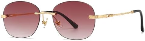 

Солнцезащитные очки без оправы, круглые, для женщин, ретро, ​​маленькая металлическая оправа, для путешествий, уличной фотосессии, с защитой от УФ-излучения UV400. 2027 год MTZJH, 2