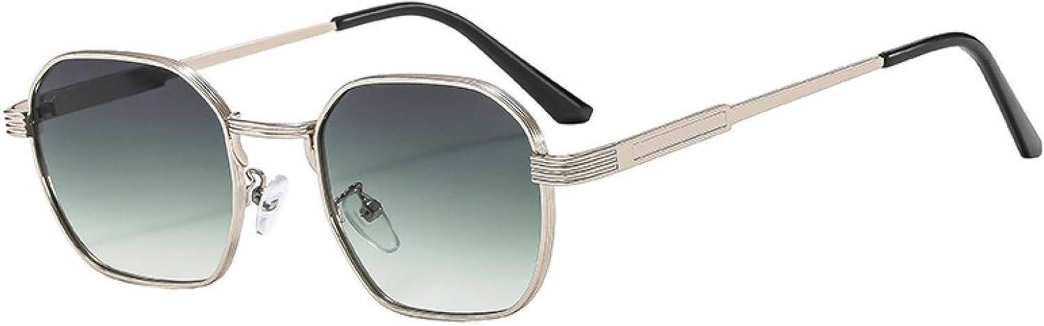 

Ретро-солнцезащитные очки для женщин, модные, черные с градиентом, металлическая оправа, разноцветные, в стиле панк, защита от УФ-излучения UV400 TVTBBVV, Silver-green