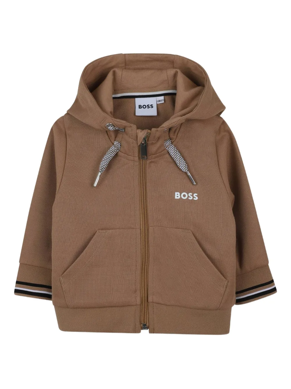 Спортивный костюм на молнии с капюшоном BOSS Kidswear, коричневый — фото 3