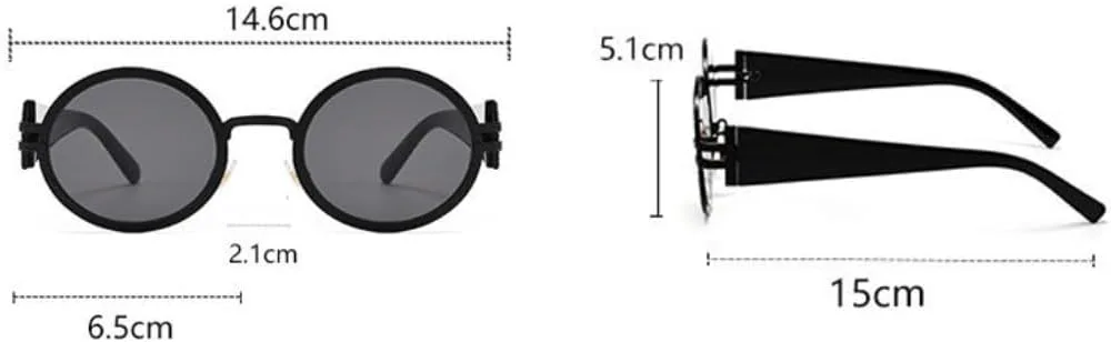 

Круглые солнцезащитные очки в металлической оправе для мужчин и женщин, модные панк-очки, стильные женские очки с защитой от УФ-излучения UV400 TYUVIVO, Silver-gray