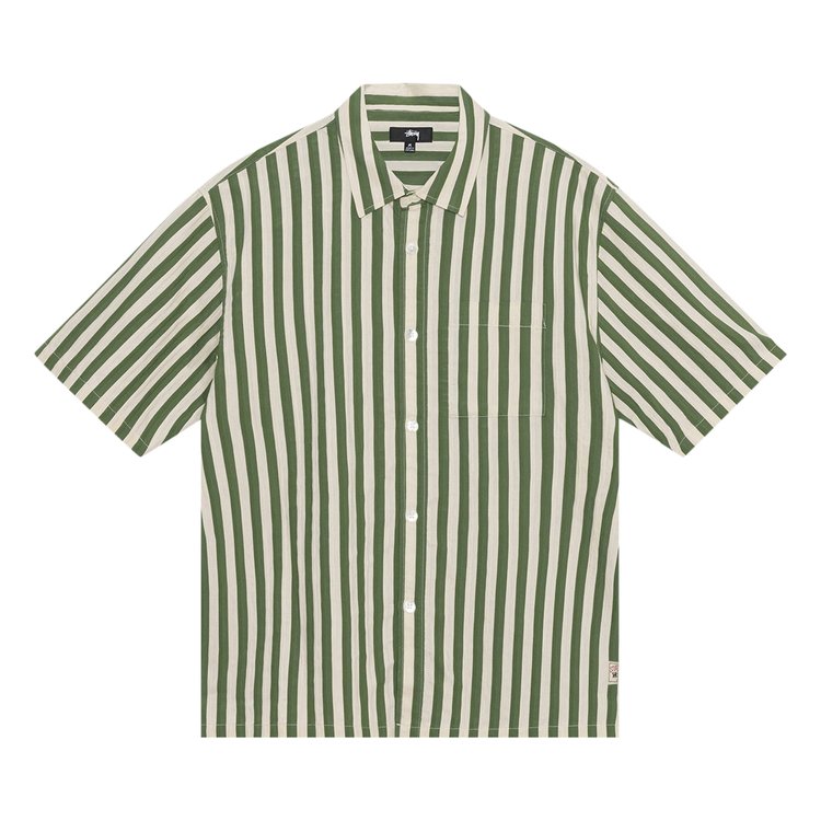 

Рубашка Stussy Striped Boxy Flat Hem Shirt, зеленый