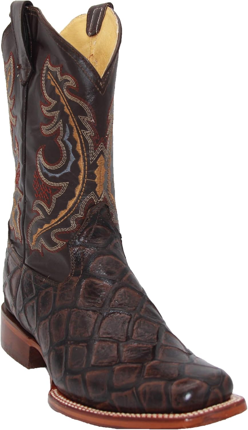 

Мужские кожаные ковбойские западные сапоги с принтом рыбы пиараруку Generic, коричневый