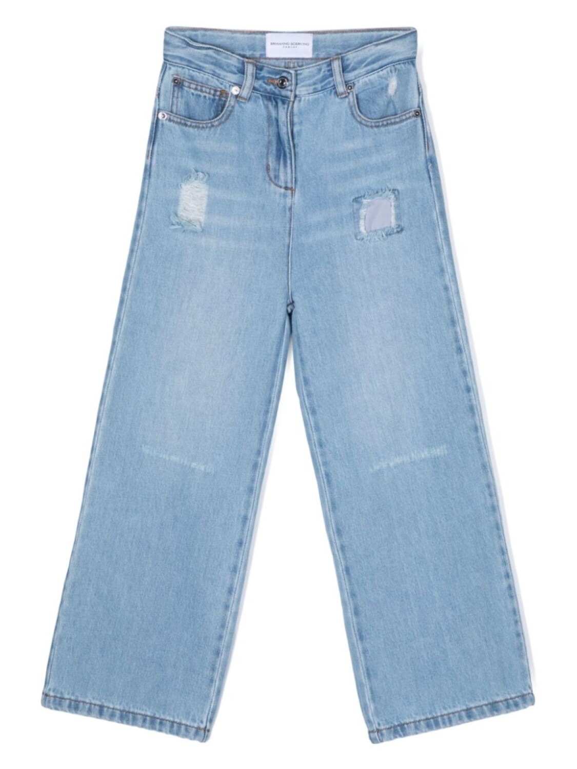 

Ermanno Scervino Junior прямые джинсы с нашивкой-логотипом, синий