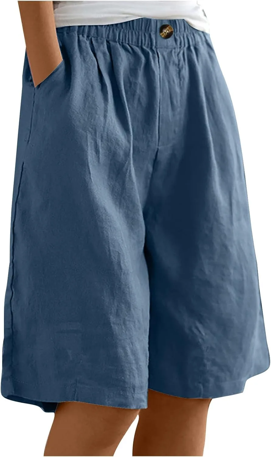 

Женские шорты Generic Cotton Linen, свободные, летние, с эластичным поясом и карманами