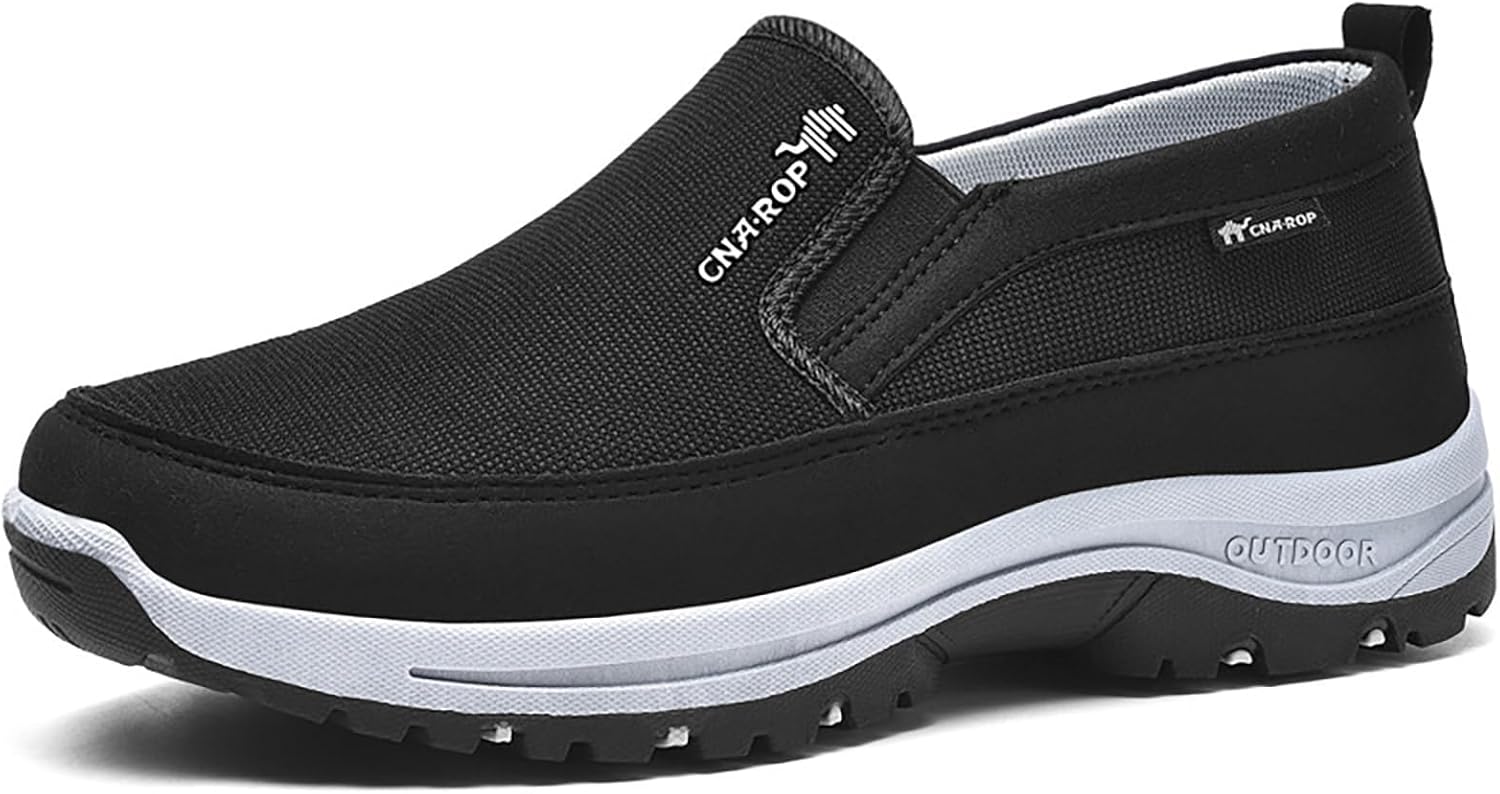 

Ортопедические кроссовки для женщин и мужчин, слипоны для ходьбы, легкие дышащие водонепроницаемые противоскользящие туристические туфли, кроссовки с поддержкой свода стопы, удобные лоферы с широкой посадкой Rianclud, черный