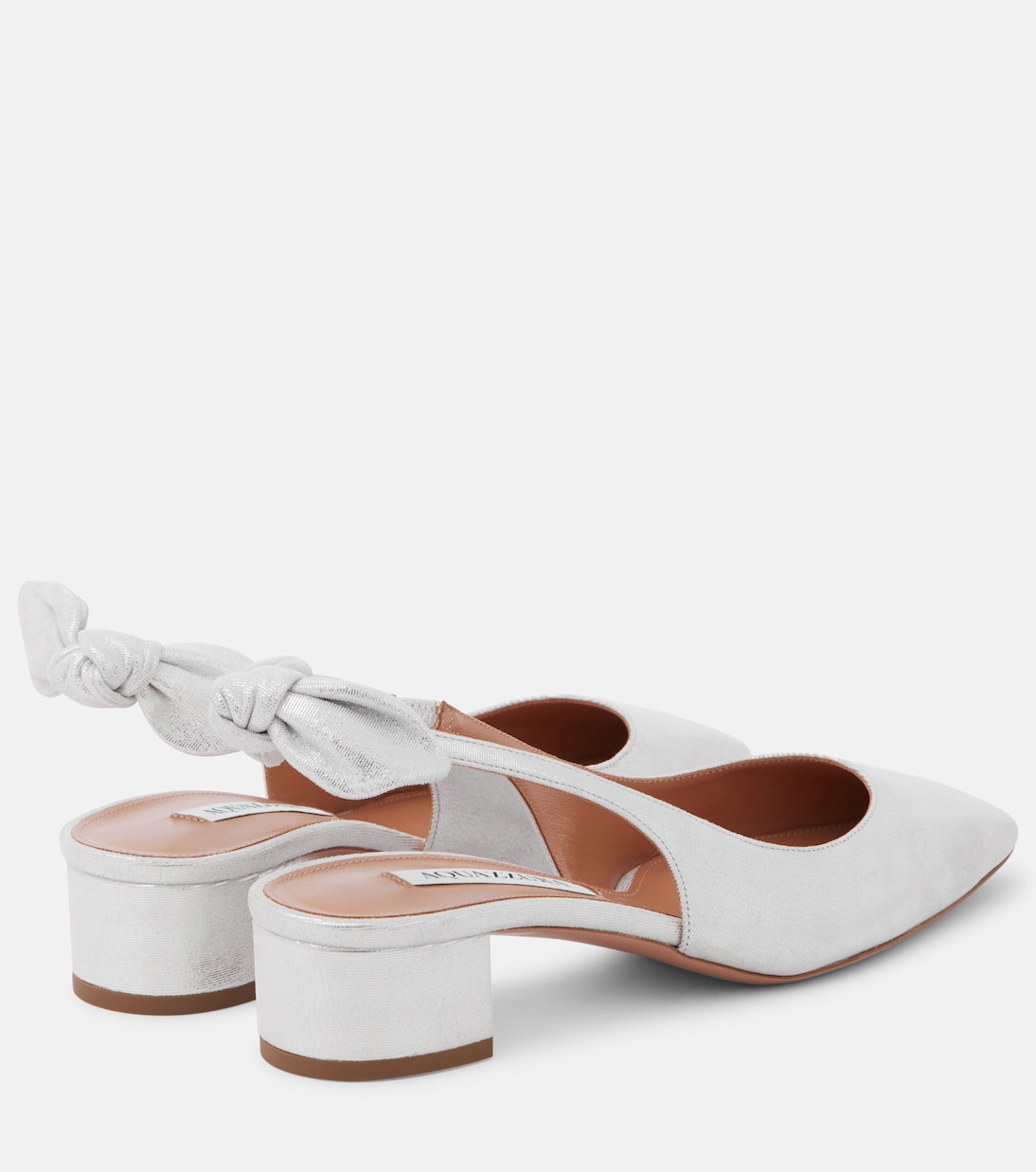 Туфли-лодочки Very Bow из кожи с открытой пяткой Aquazzura, серебряный — фото 2