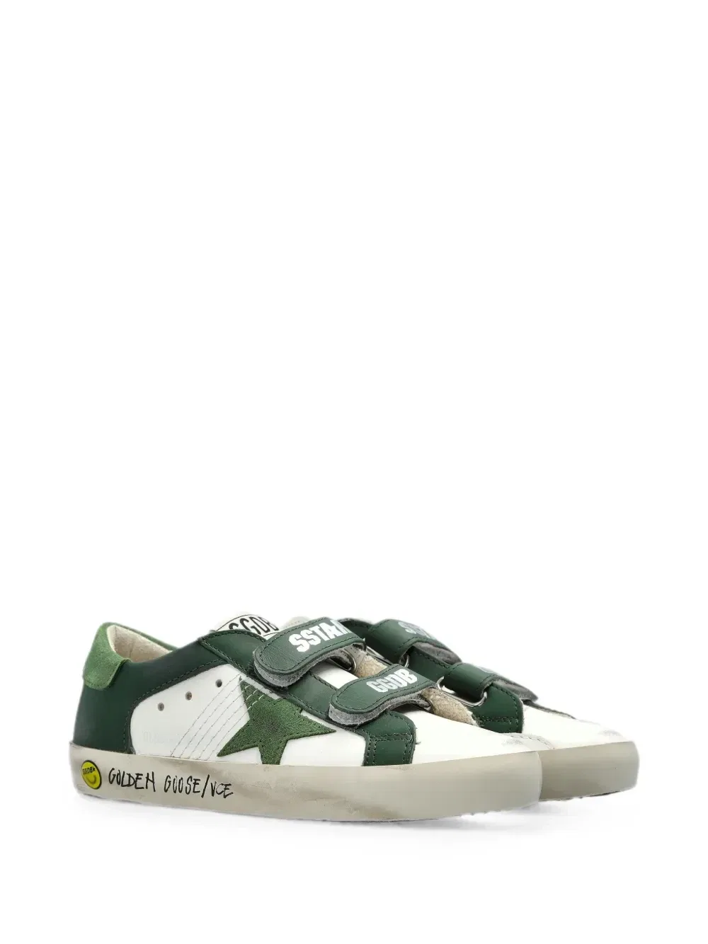 Кроссовки на липучках со звездами Golden Goose Kids, белый