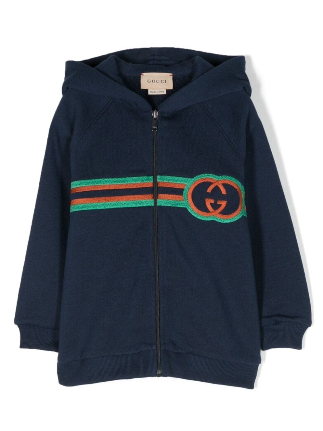 

Gucci Kids худи на молнии с вышитым логотипом, синий