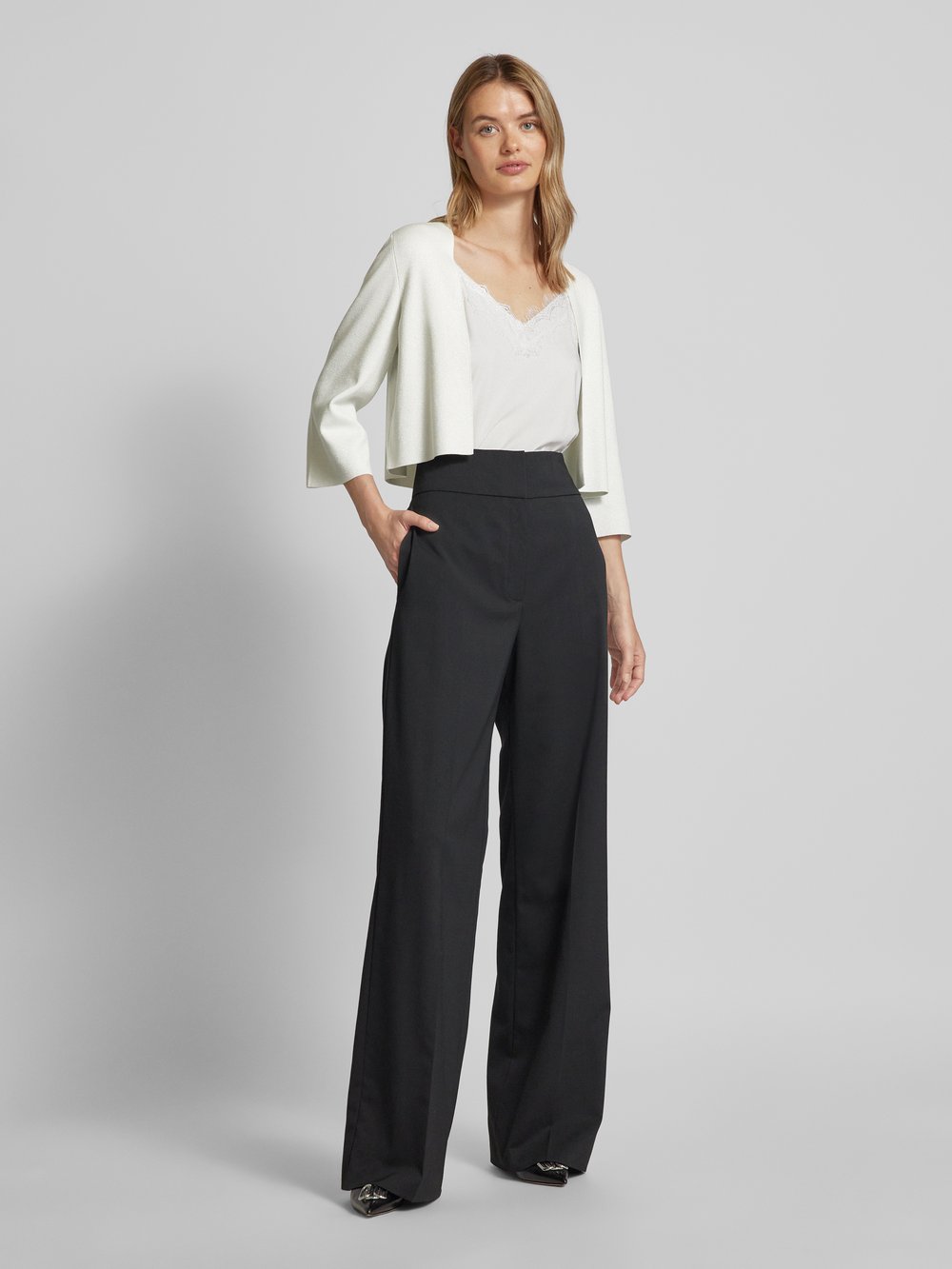 

Вязаный кардиган с открытым передом s.Oliver BLACK LABEL, белый