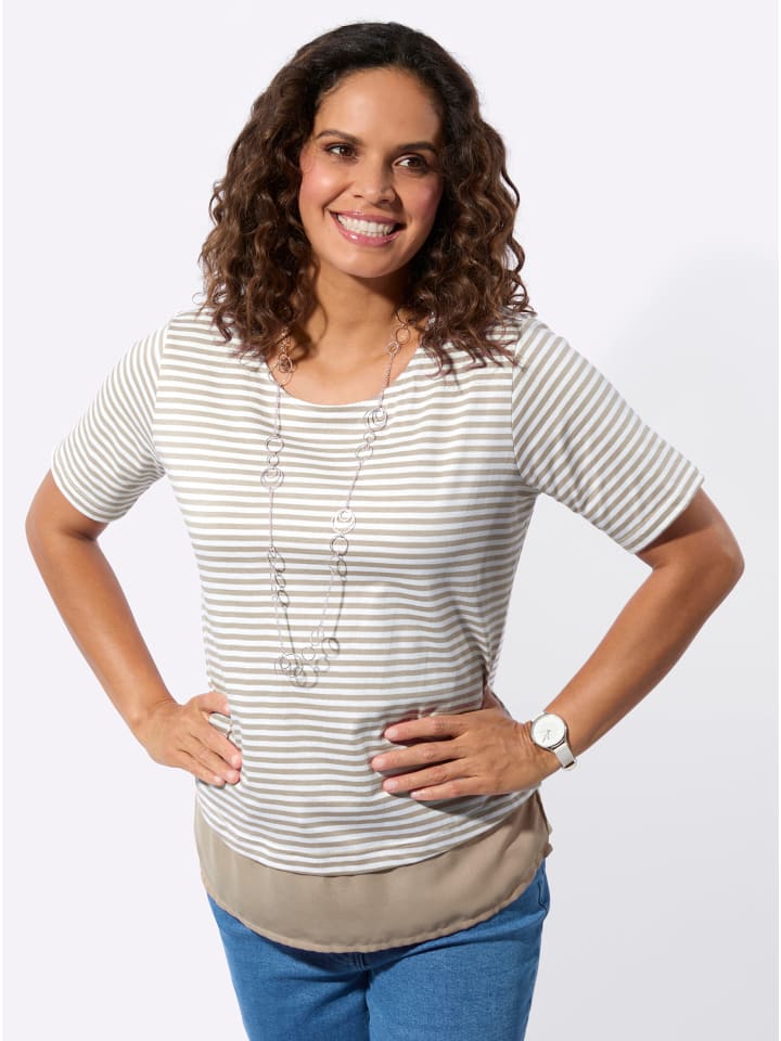 

Полосатая рубашка в кунжутно-бежевые полоски WITT WEIDEN