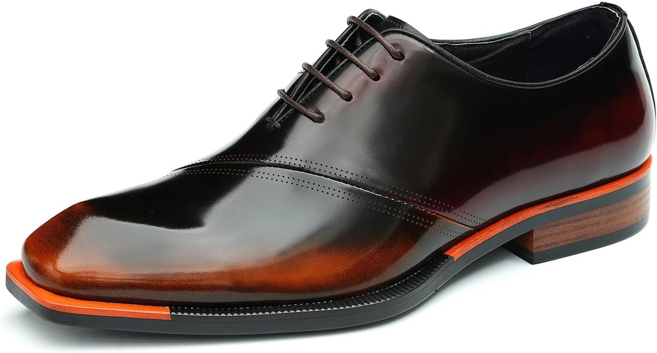 

Мужские оксфорды Santimon, туфли из лакированной кожи, дерби, модные, для деловых встреч, свадеб, выпускных, смокинга, повседневные с квадратным носком, оксфорды для прогулок для мужчин, коричневый