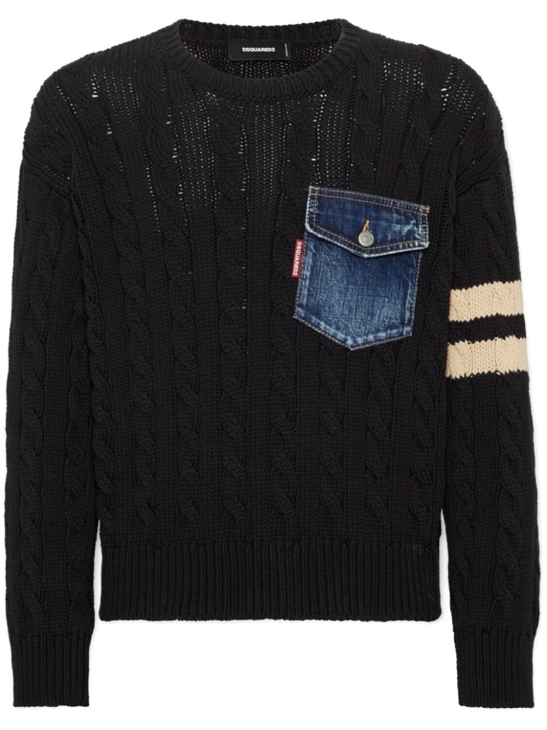 

DSQUARED2 джемпер фактурной вязки с карманом, черный
