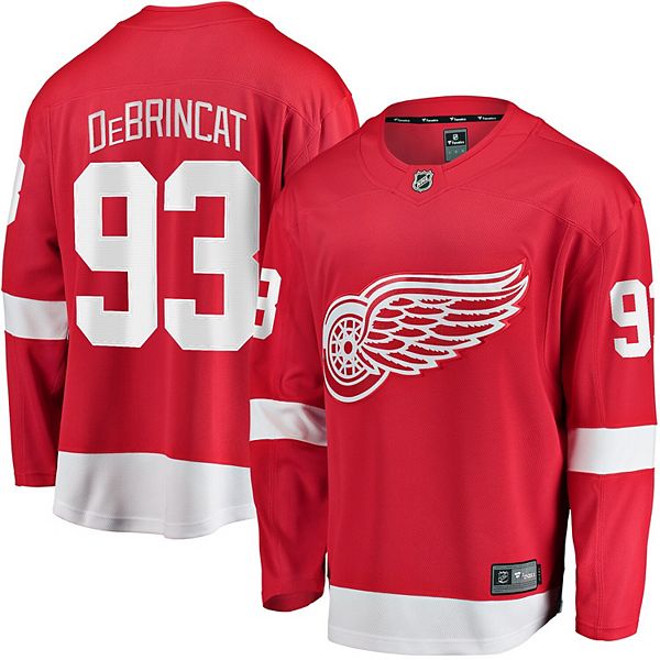 

Мужская хоккейная майка Detroit Red Wings Alex DeBrincat, домашняя, красная Fanatics