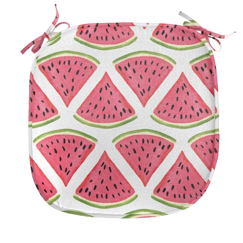 

Подушка для обеденного стула ABAKUHAUS Fruit, семя арбуза, декоративная водонепроницаемая подушка с ремнями для кухонных сидений, 40 см x 40 см, темно-кораллово-зеленый папоротник